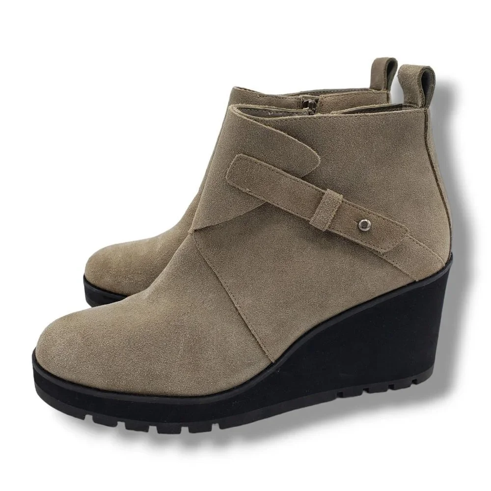 Eileen‎ Fisher Tinker Wedge Bootie Womens 11 Grey Suede